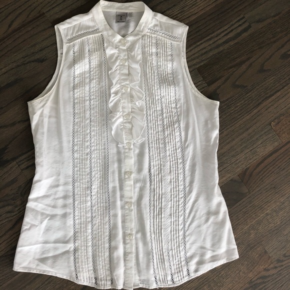 Tristan White Tuxedo Style Blouse - Picture 1 of 6